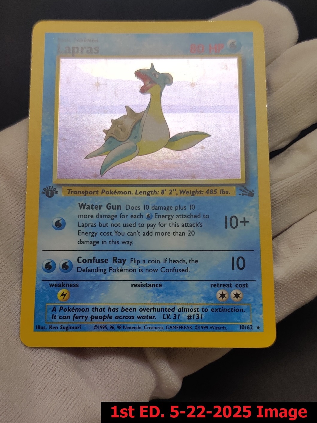Lapras - 10/62 - Holo Rare - 1st Edition